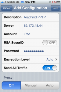 iPhone PPTP configuration example