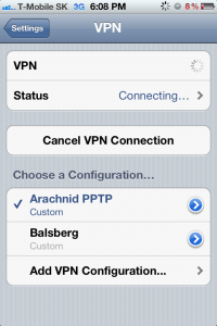 iPhone VPN "connecting.."