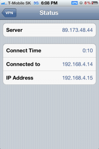 iPhone PPTP VPN status