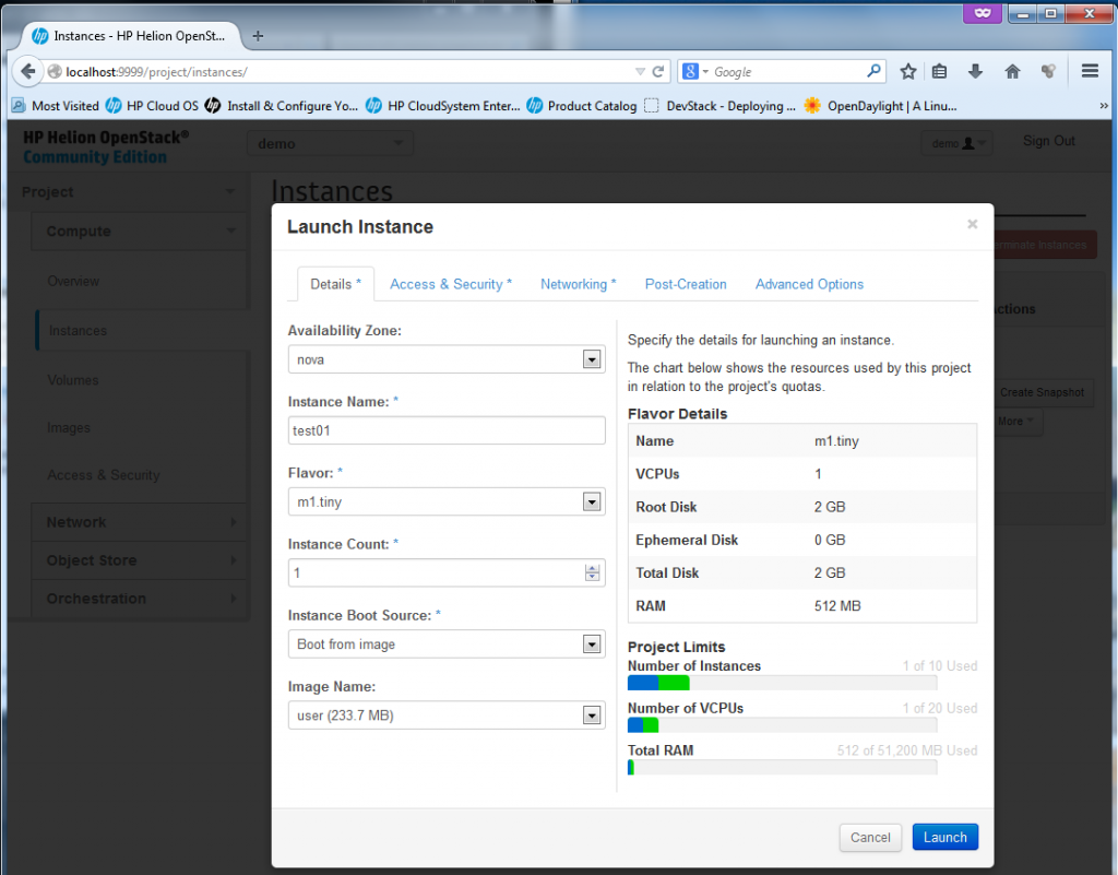 Creating new Instance, part 1 - resource allocation, image selection