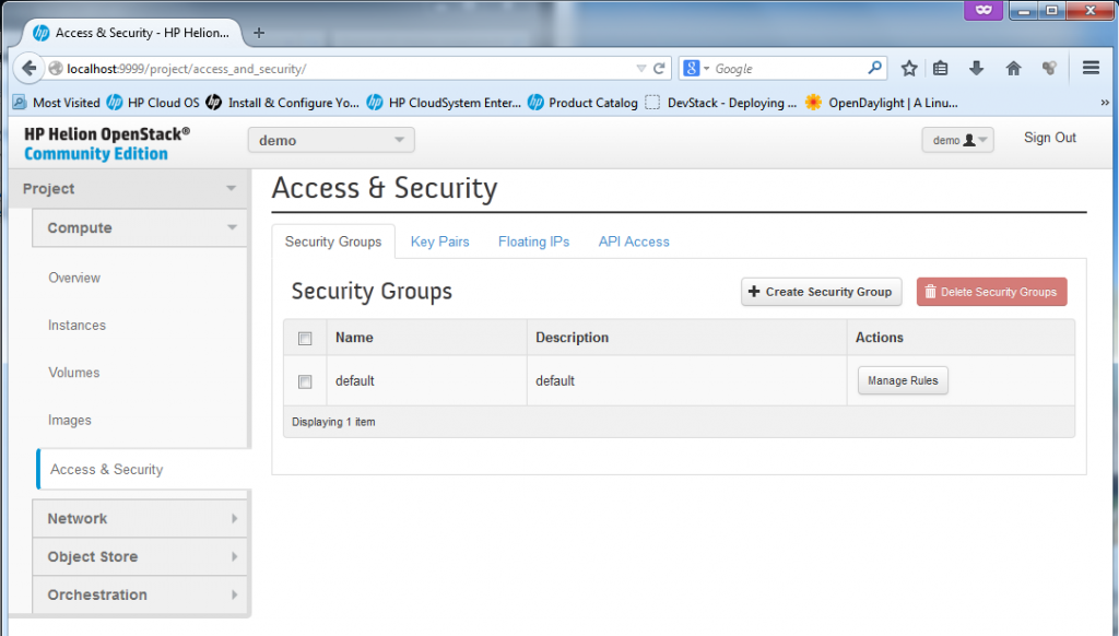 The security section for management of access rules (technically firewall rules) for each VM. 