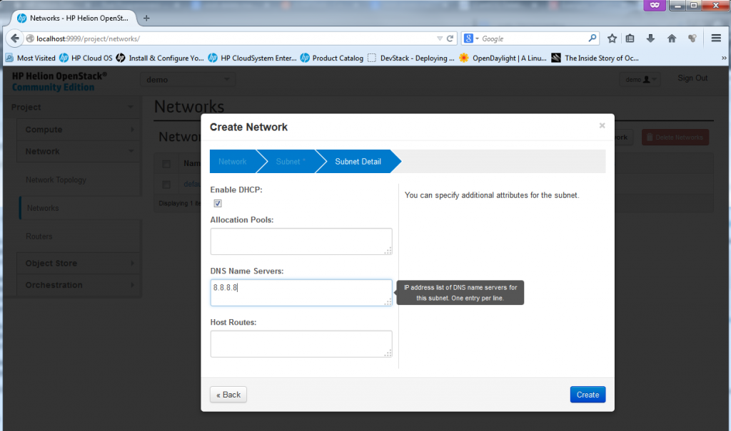 Creating new Network, part 4 - DNS/DHCP options