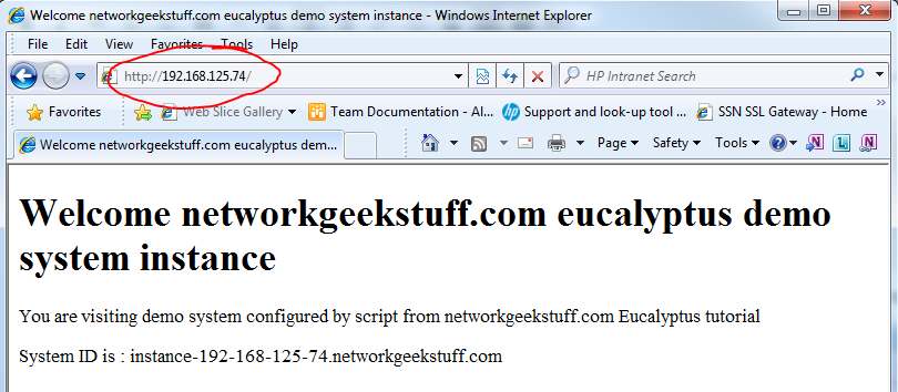 Access to instance working via 192.168.125.74 (external IP), including configuration script that configured a webpage! 